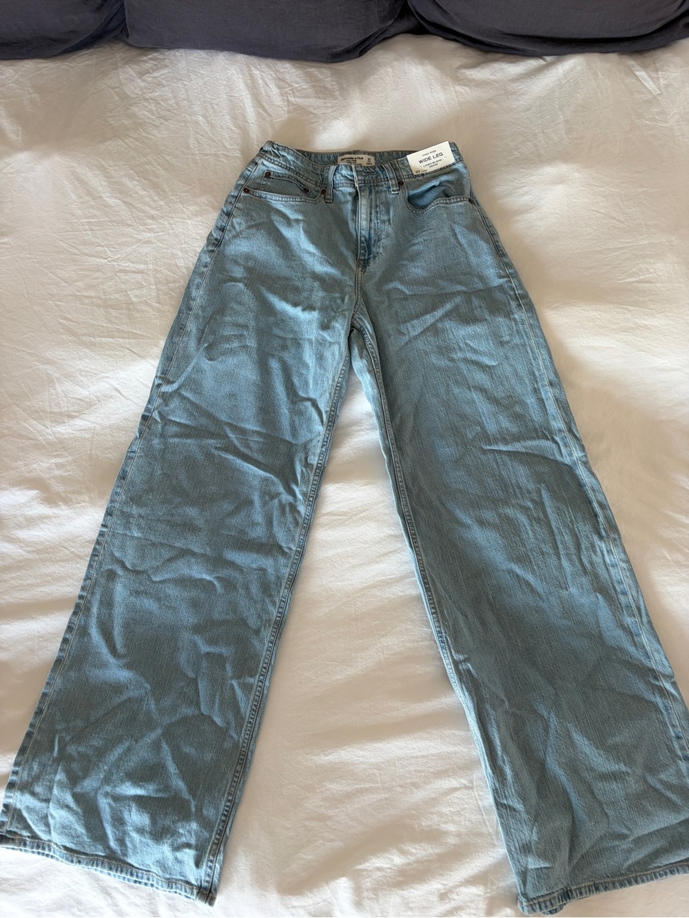 Abercrombie High Rise Linen Blend Wide Leg Jean size 27 Tall. - Picture 6 of 9
